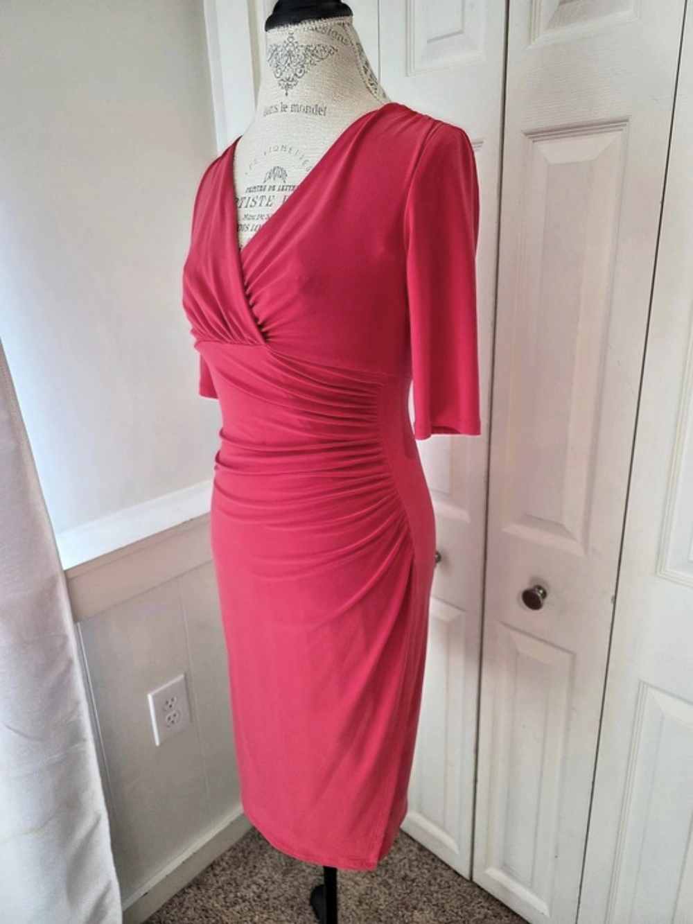 Lauren Ralph Lauren Ruched Midi Dress in Pink Size 2 Like New